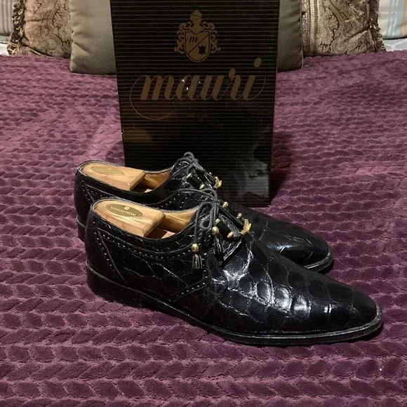 Mauri Alligator Black size 11m Mauri - 8814/3 All Over Alligator Lace Up Sneakers – Dudes  main image 3